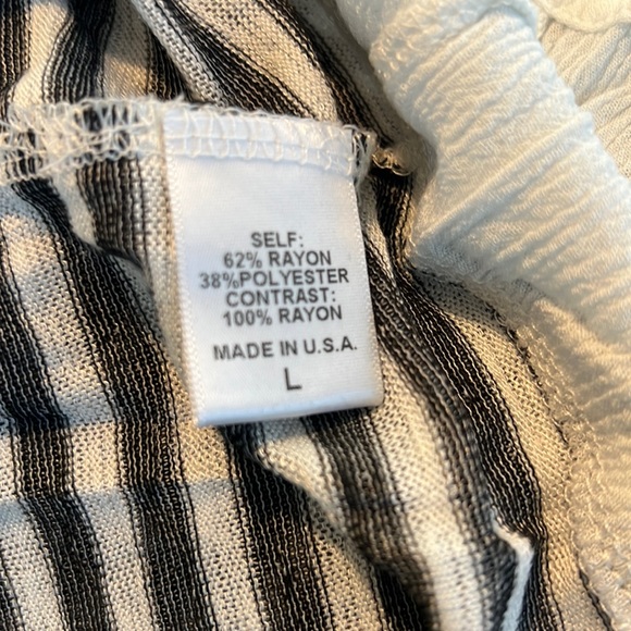 🛍️ Bobeau Black White Stripe Double Layer Look Oversize Rayon Poly Tunic L/XL - Picture 4 of 5